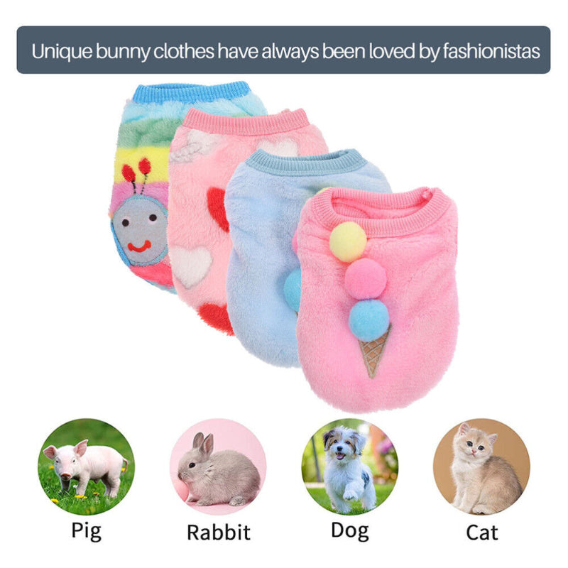 Warm Rabbit Clothes Soft Fleece Guinea Pig Vest Cute Small Pet Clothes Bunny Costume for Ferret Chihuahua Rabbit Accessories