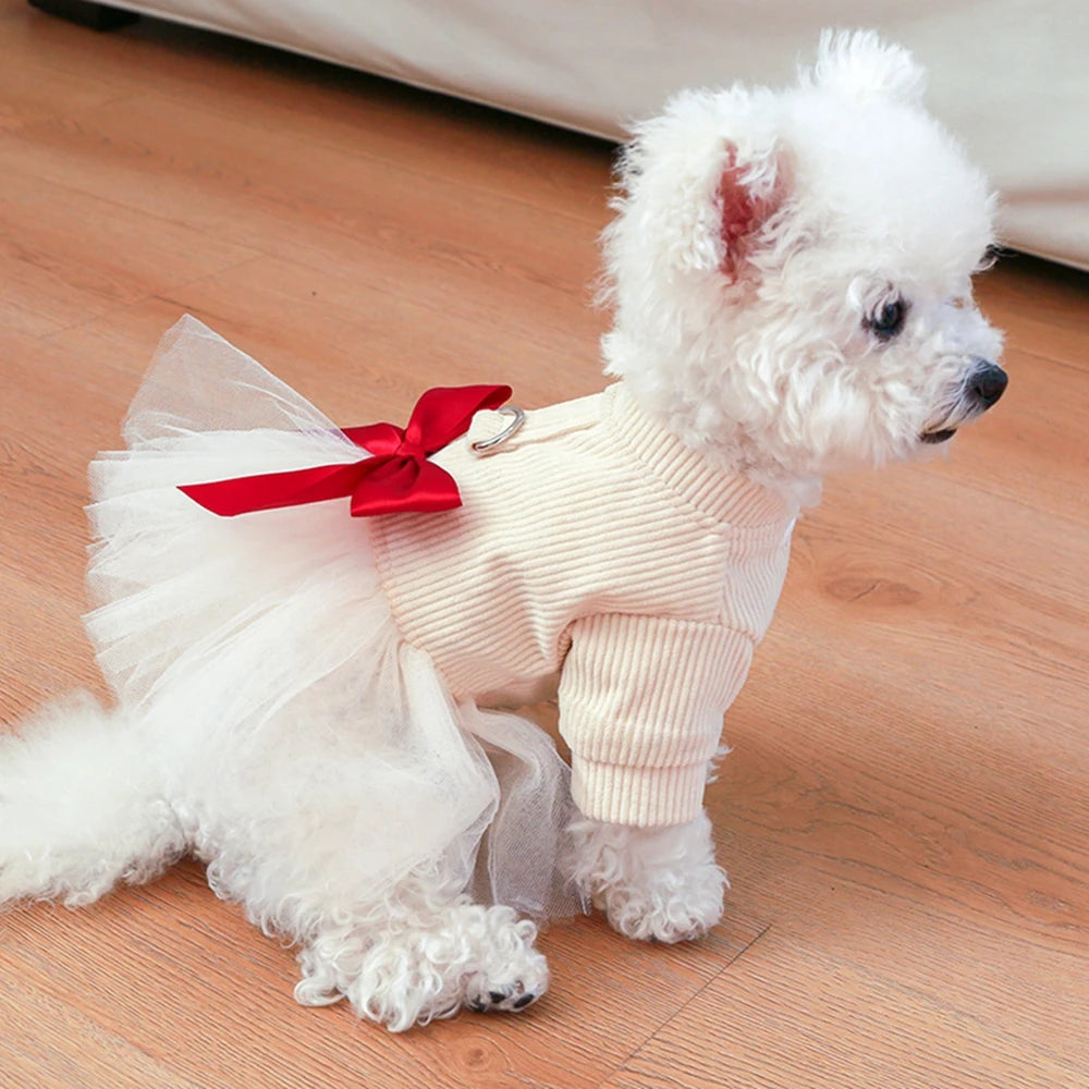 Lovely Princess Puppy Dresses Warm Pet Dog Dresses for Small Dogs Winter Puppy Cat Dress Skirt Chihuahua Yorkie Clothes