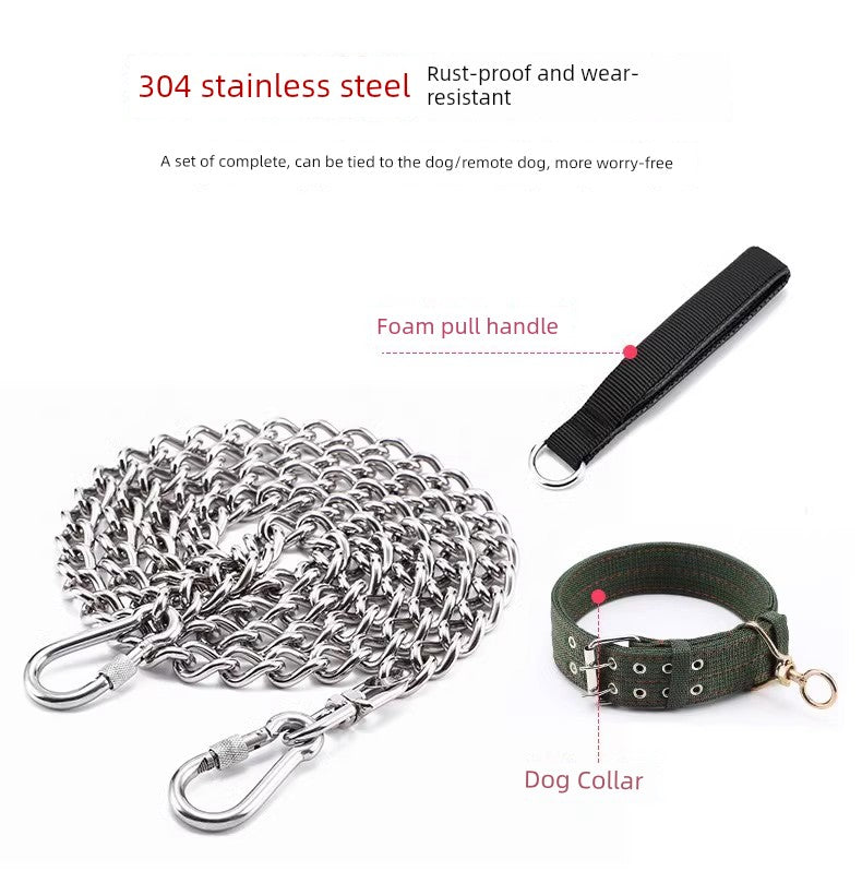 Collar Border Collie Anti-Bite Iron Chain Dog Hand Holding Rope