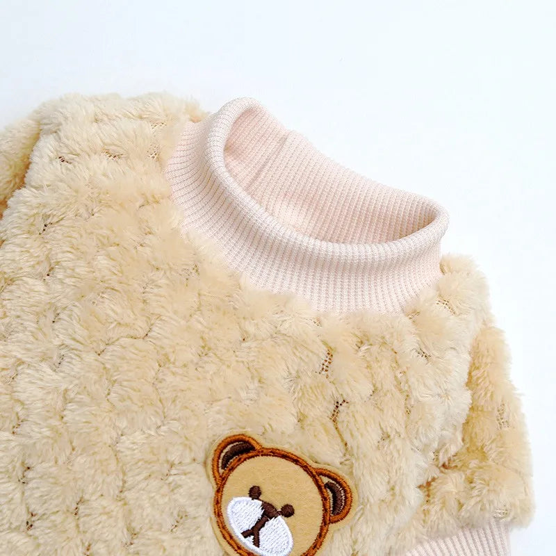 Winter Warm Dog Hoodies Pet Dog Clothes Soft Puppy Pullover Cute Bear Print Cat Sweatshirt Fashion Pet Hoodies Chihuahua Clothes