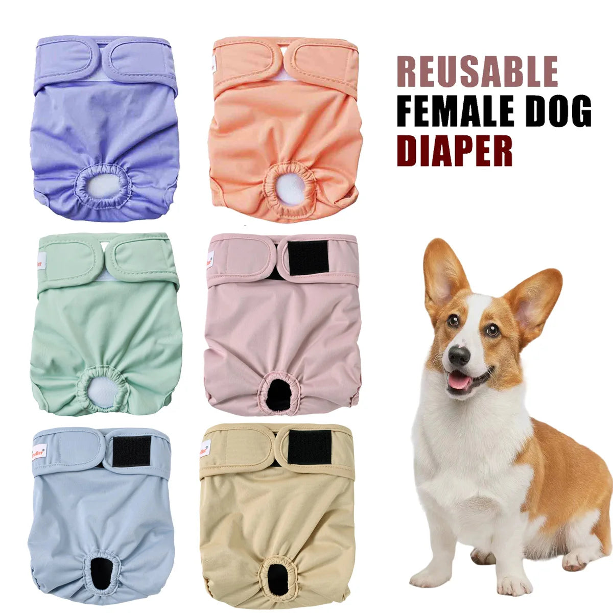 Washable Belly Band Highly Absorbent Female Dog Diaper djustable Pet Physiological Pant for Puppy Leak Proof Pee Panties Diapers