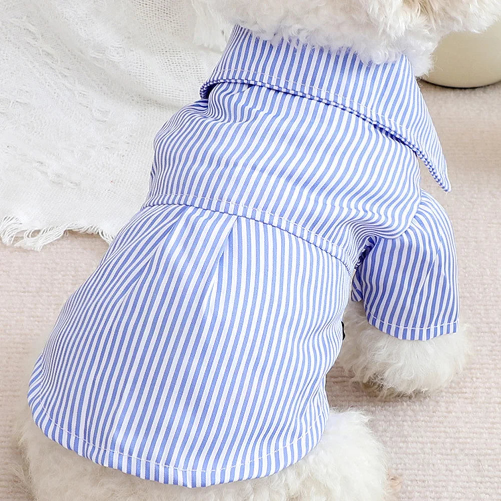 Pet Dog Clothes Bowknot Striped Shirts for Dogs Clothing Cat Small Thin Summer Blue Fashion Boy Girl Chihuahua Pet Products