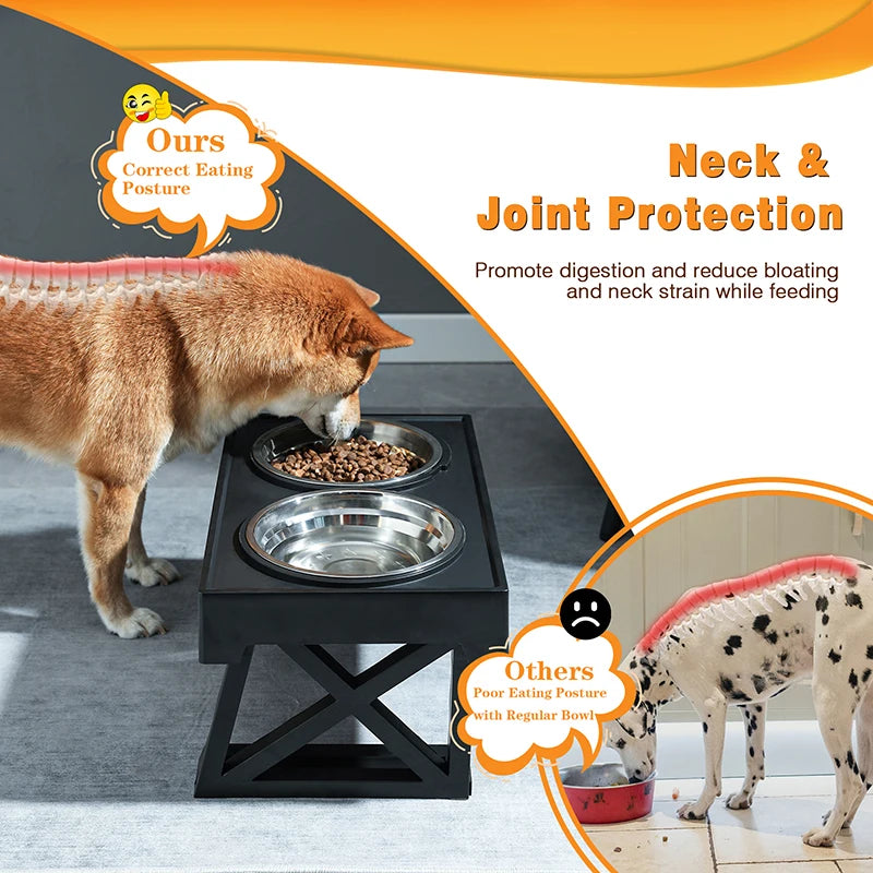 Elevated Dog Bowls 3 Adjustable Heights Dog Food Water Bowl with Slow Feeder Bowl  Dog Bowl For Pet Meal Mat Elevated Bowl Mat