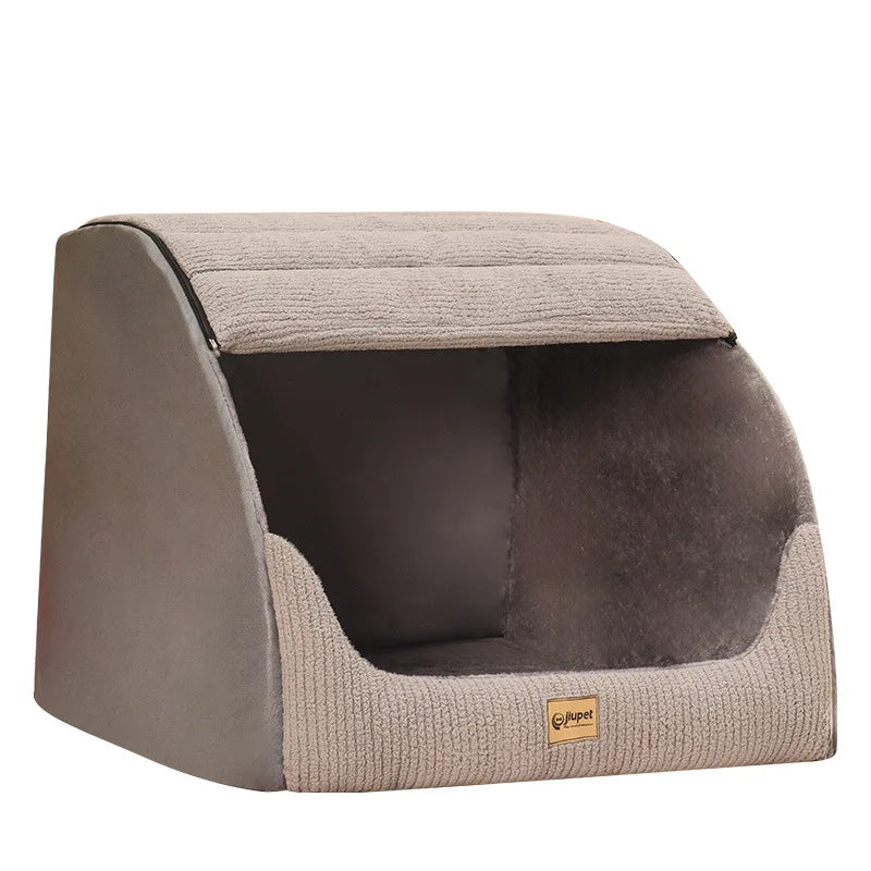 Niche d'hiver chaude pour chien de taille moyenne et grande taille Golden Retriever amovible et lavable Niche fermée pour chien Villa Nid pour chat Lit pour animal de compagnie