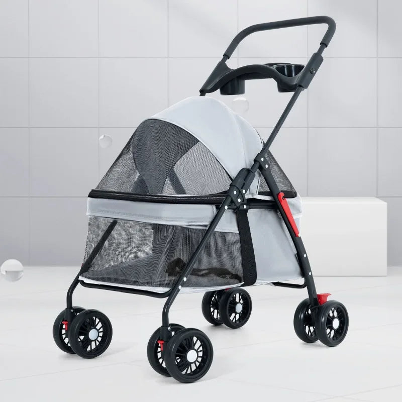 Pet Stroller Lightweight Folding Universal Wheel Cat Dog Travel Breathable Pet Stroller Outdoor Stroller for Small Medium Pets