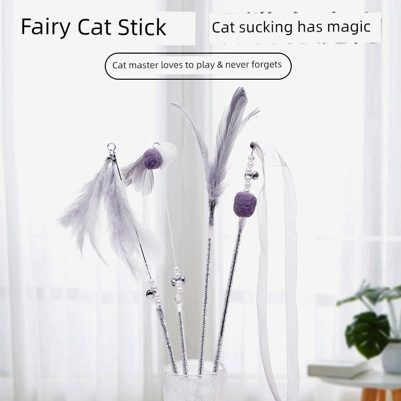 Self-Hi Relief Fairy Long Brush Holder with Bell Bite-Resistant Cat