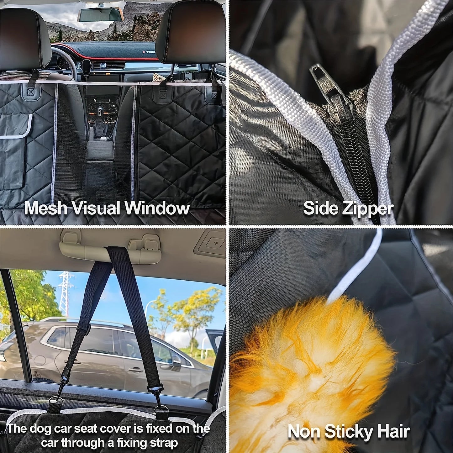 Dog Car Seat Cover,Waterproof with Mesh Window and Storage Pocket,Durable Scratchproof Nonslip Dog Car Hammock with Universal Si