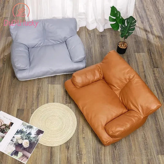 Universal PU Leather Pet Sofa with Non-Slip Bottom, Cat Bed, Couch for Medium Small Dog, Four Seasons