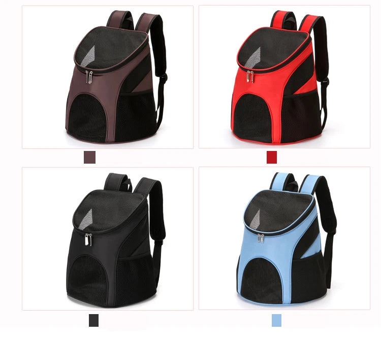 Pet Backpack Portable Foldable Dog and Cat Outdoor Travel Carrier Double Shoulder with Zipper Breathable Mesh Bag