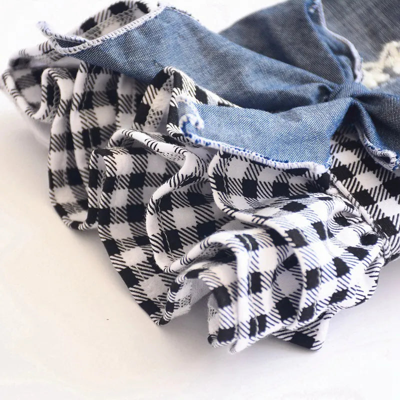 Fashion Dog Clothes Denim Plaid Dress For Small Medium Dogs Cat Spring Summer Pet Clothing Dog Costume Supplies Skirt Pet Suppli