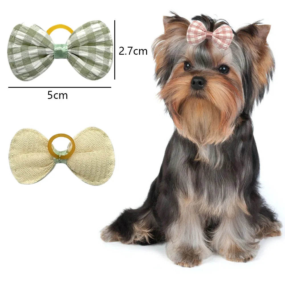 50/100 piezas de lazos para el pelo para perros, lazos para el cuidado de mascotas, accesorios para el cabello para perros pequeños, suministros para perros, bandas elásticas