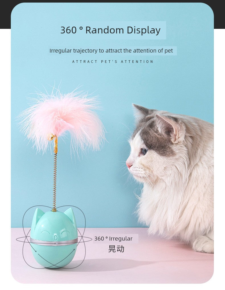 Feather Self-Hi Relieving Stuffy Bell Turntable Molar Cat Teaser