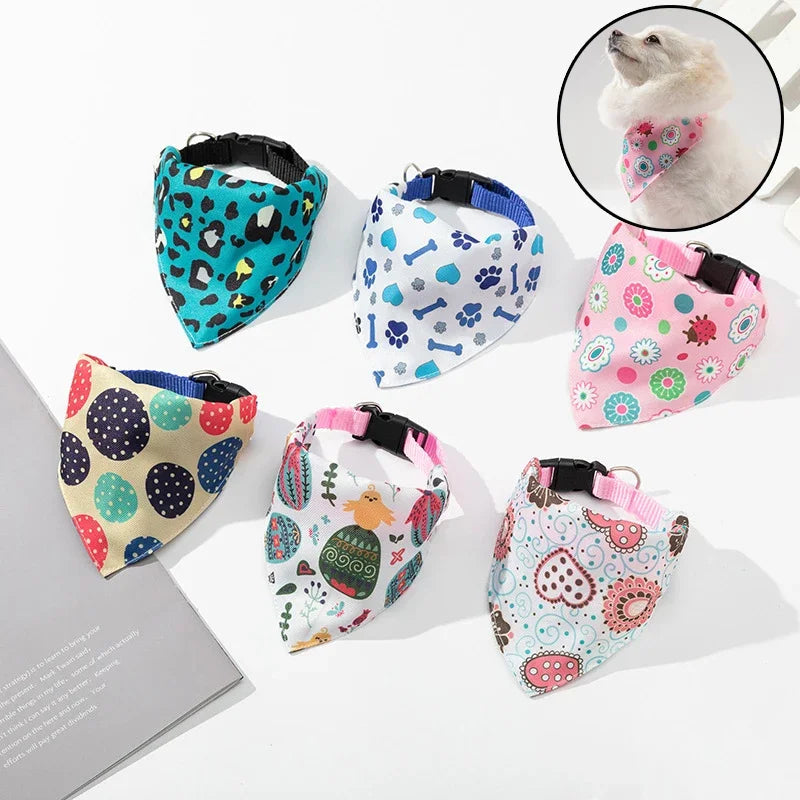 Adjustable Dog Bandanas Large Pet Scarf Pet Cotton Plaid Washable Bow Ties Collar Cat Dog Scarf Large Dog Accessories Kerchief