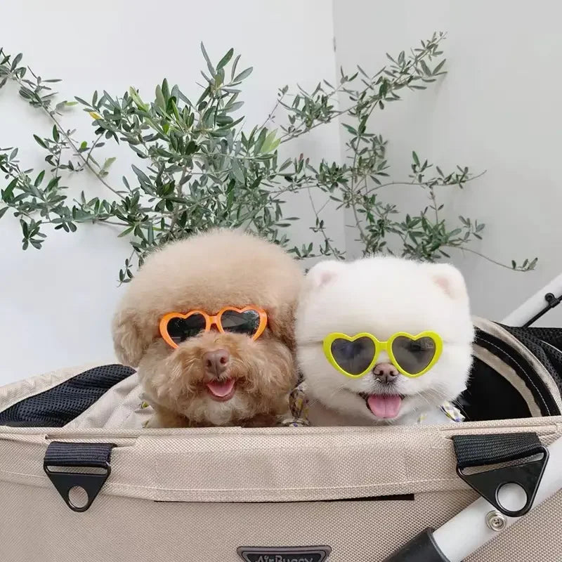 Lunettes de soleil pour chien et chat, en forme de cœur, avec nœuds, jolies lunettes de soleil pour animaux de compagnie, chiens, chats, yorkshire, peluche, accessoires de décoration pour photos