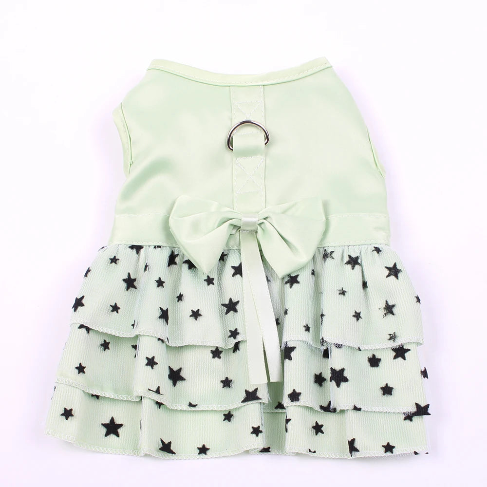 Dog Cat Dress Shirt Bow&Stars Design Pet Puppy Skirt Spring Summer Apparel 2 Colors