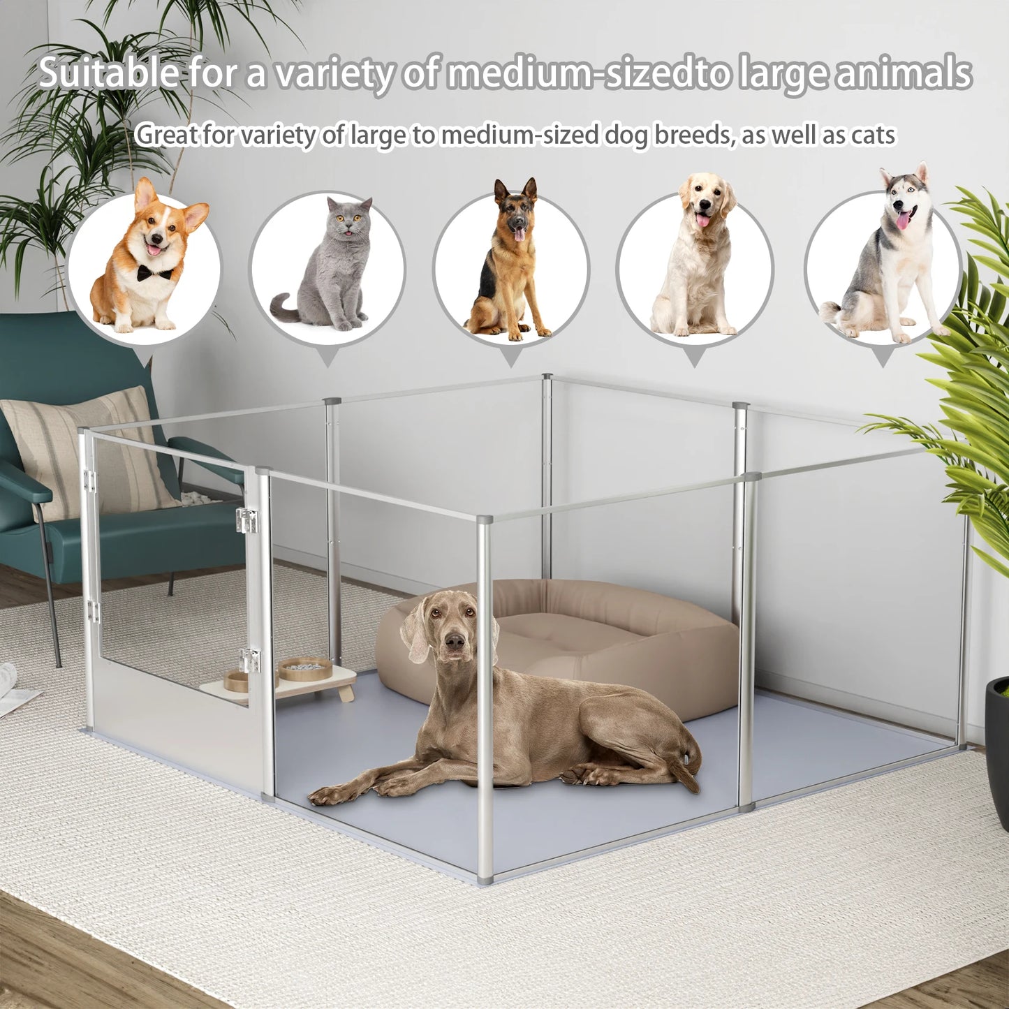 Dog Playpen Pet Pen 8 pens for Dogs Crate Cage Kennel Dog Fence Clear Dog playpen for Small, Medium Dogs Puppy and Rabbit