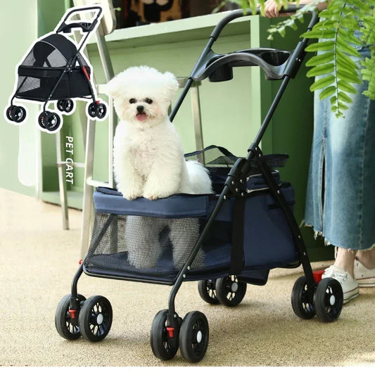 Pet Stroller Lightweight Folding Universal Wheel Cat Dog Travel Breathable Pet Stroller Outdoor Stroller for Small Medium Pets