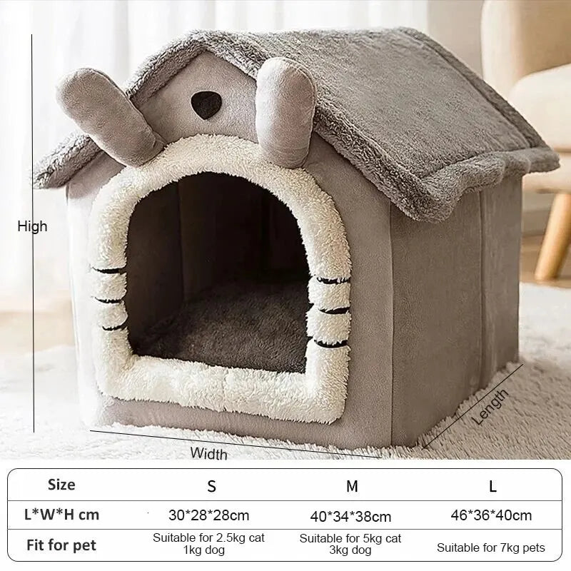 Casa cálida para perros de interior, cama suave para mascotas, tienda de campaña, caseta para perros, cama para gatos con cojín extraíble, adecuada para mascotas pequeñas, medianas y grandes