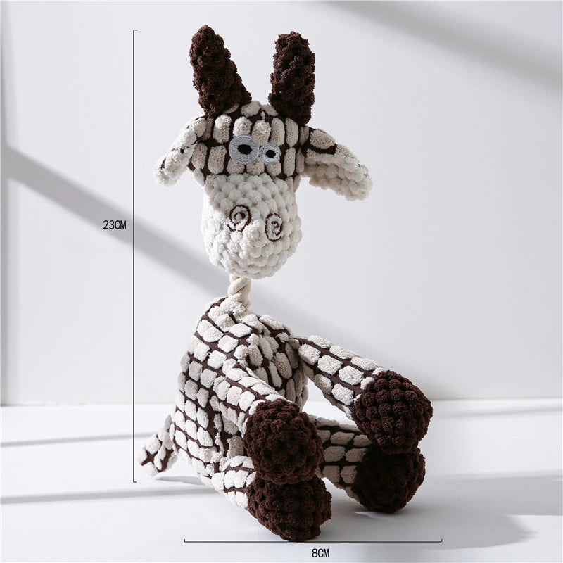 Cute Donkey Shape Dog Plush Toy Corduroy Cotton Rope Chew Toy for Pet Puppy Squeaker Squeaky Molar Training Dogs Accessories