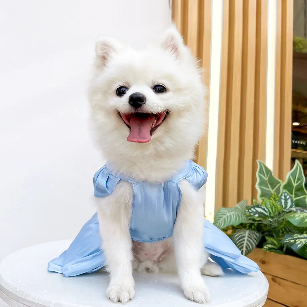 Pet Wedding Dress Dress Bow Skirt Dog Cat Clothing Pull Teddy Bears Spring/Summer Puppy Clothes Dog Clothes for Small Dogs