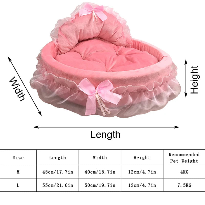 Cute Bow Lace Dog Bed Small Puppy Mattresses Sleeping Mat On The Floor Warm Mat Detachable Pet Dog Basket Pet Beds Furnitures