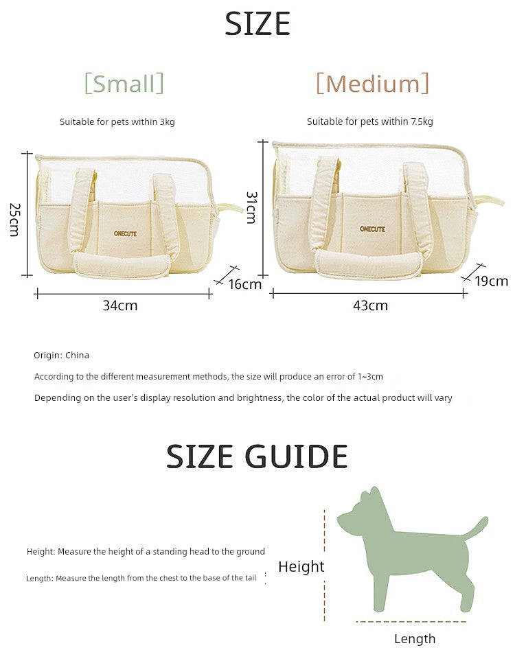 Onecute Breathable Small Dog Portable Pet Bag