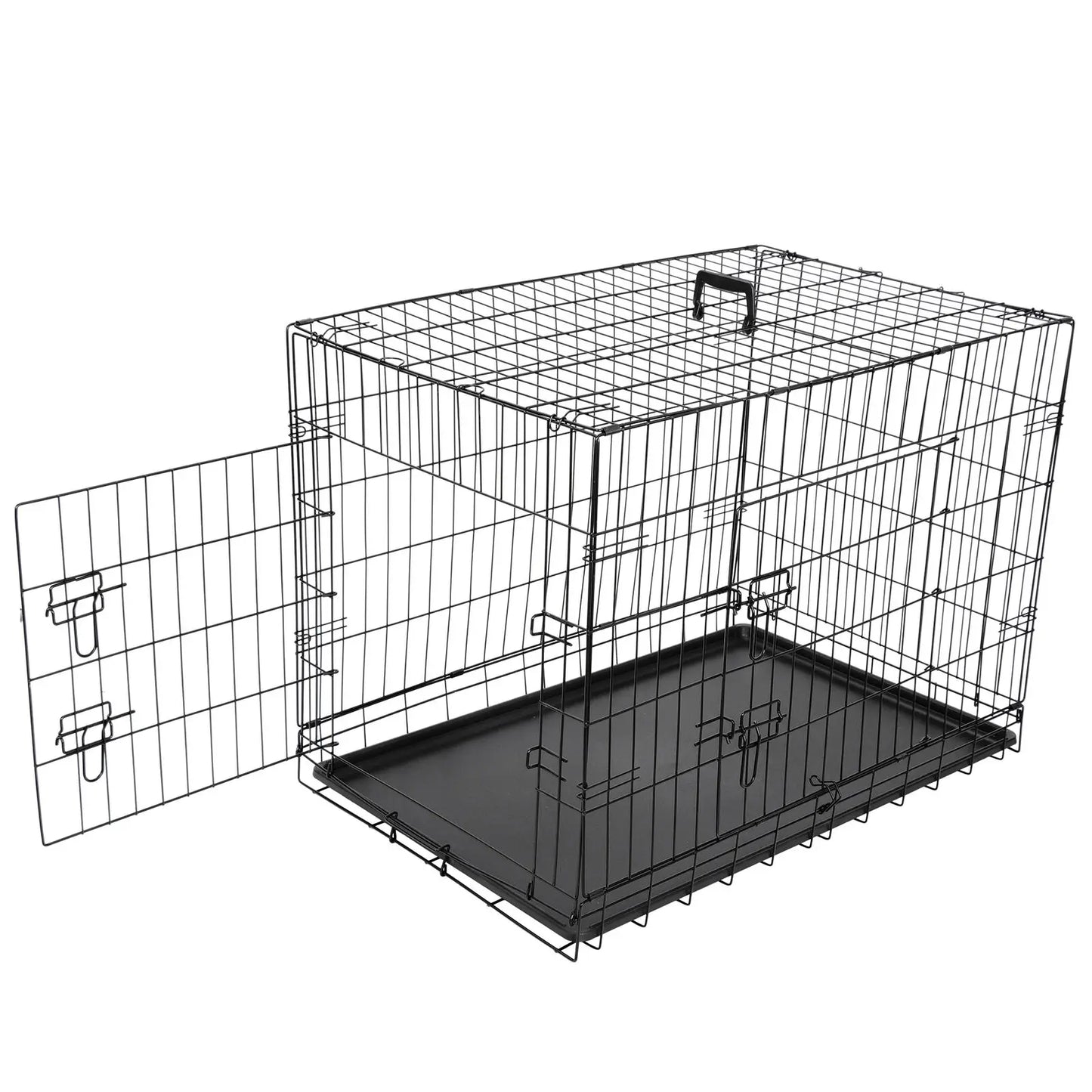 US Metal Pet Cage, Dog Crate Kennel, 2 Door with Pan, Black, 30 ", 36", 42"