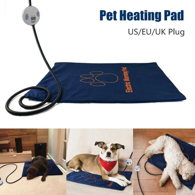 Waterproof Pet Heating Pad Electric Blanket Dog Cat Winter Warmer Pad 45×60cm Adjustable Temperature Dog Mattress US/UK/EU