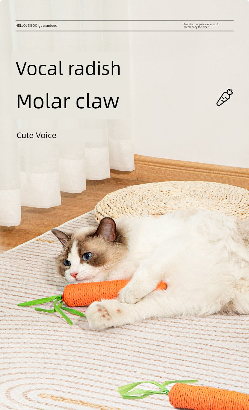 Cute Sound Carrot Grinding Claw Relieving Stuffy Cat Toy