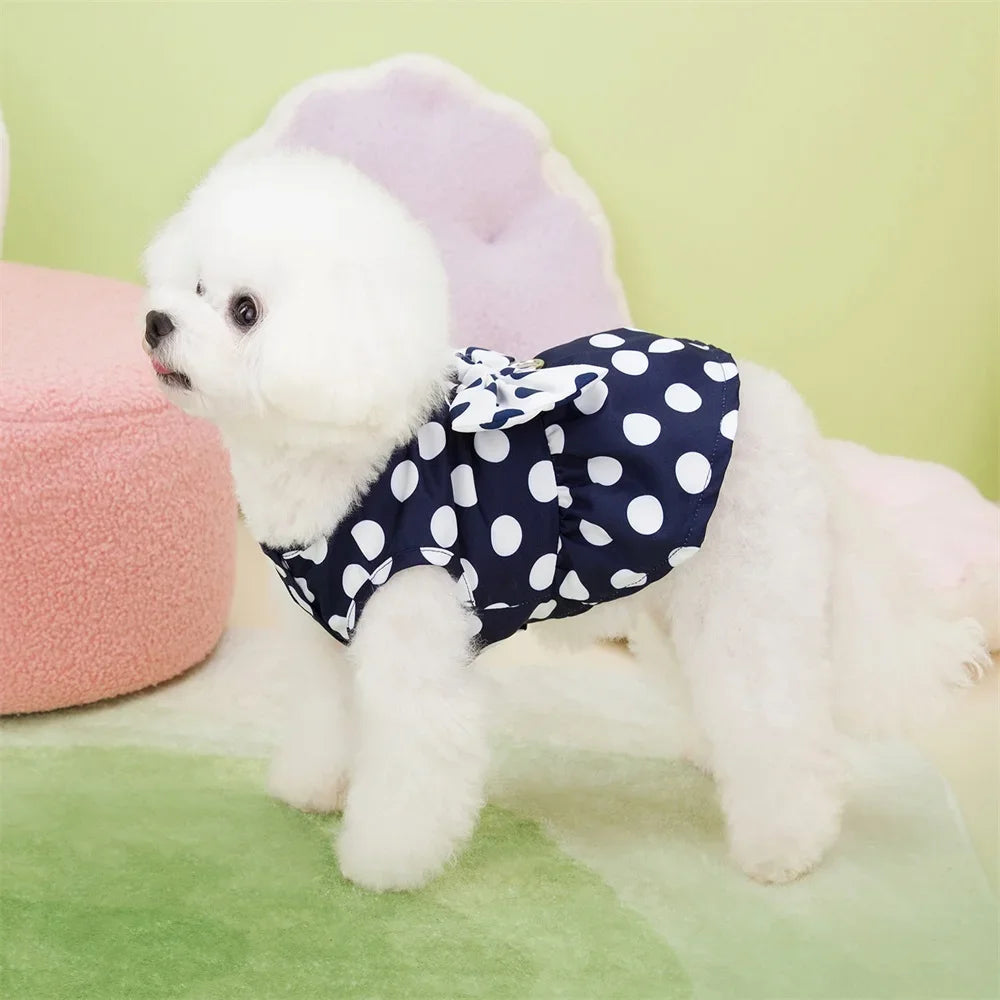 Lovely Dot Pattern Dog Dress for Female Pet Cat Puppy Princess Wedding Party Skirt