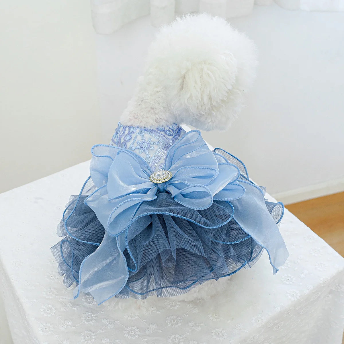 1PC Pet Clothing Spring and Autumn Blue Star River Dress Wedding Princess Dress Suitable for Small and Medium sized Dogs