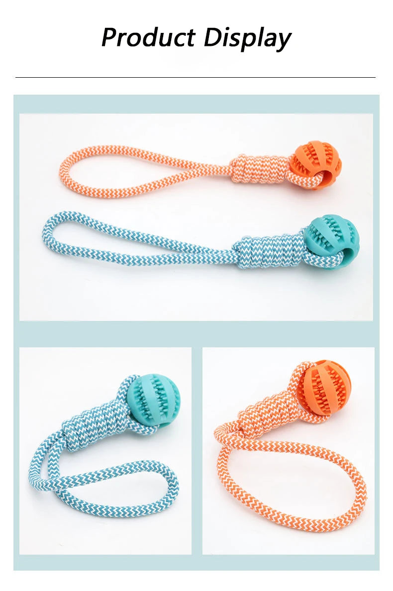 Dog Toys Balls Interactive Treat Rope Rubber Leaking Balls for Small Medium Dogs Chewing Bite Resistant Pet Tooth Cleaning