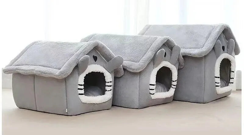 Casa cálida para perros de interior, cama suave para mascotas, tienda de campaña, caseta para perros, cama para gatos con cojín extraíble, adecuada para mascotas pequeñas, medianas y grandes