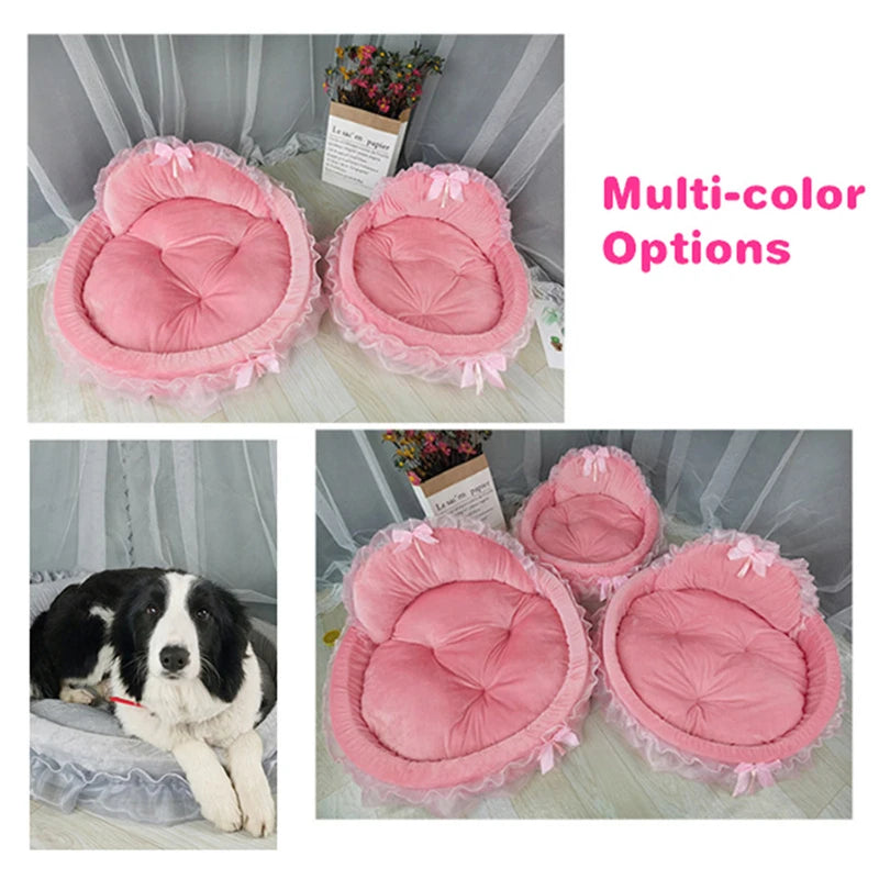 Cute Bow Lace Dog Bed Small Puppy Mattresses Sleeping Mat On The Floor Warm Mat Detachable Pet Dog Basket Pet Beds Furnitures