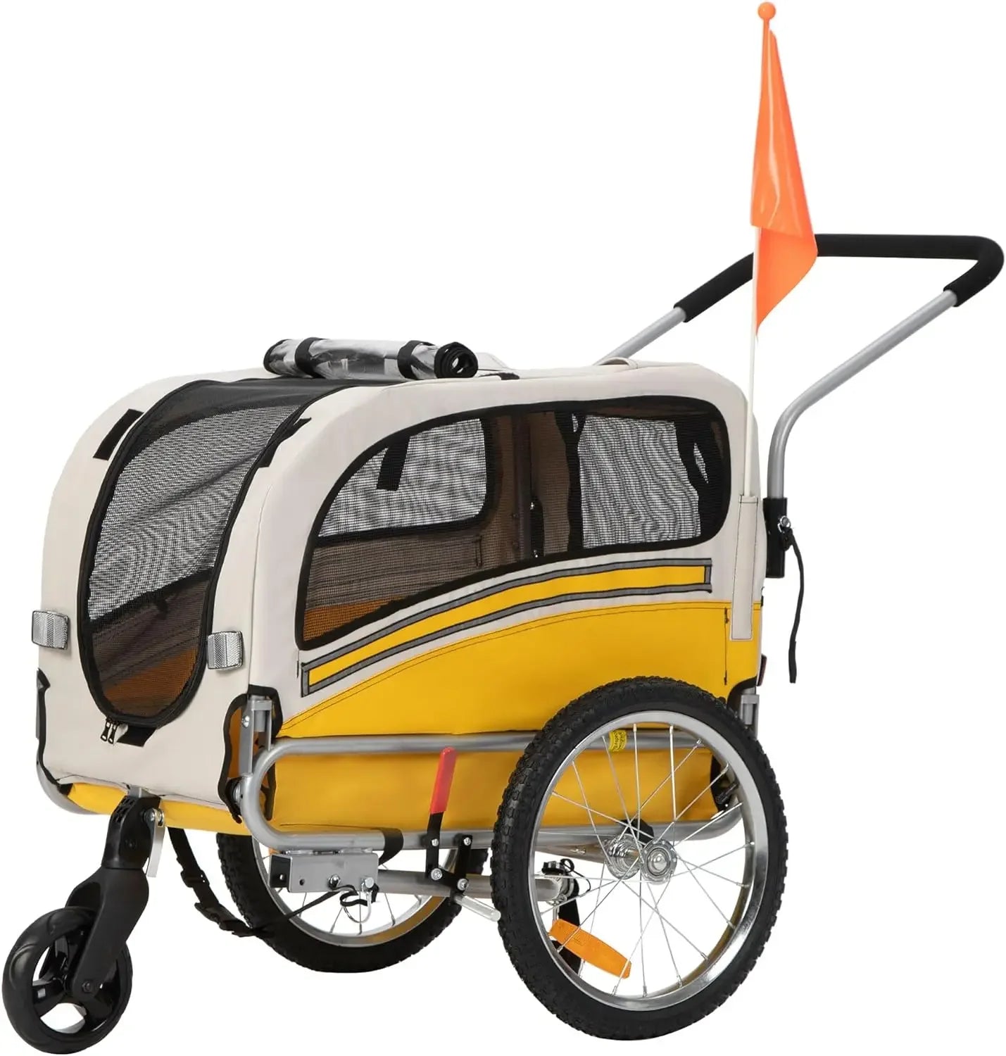 Leonpets 2 in 1 Dog Stroller Pet Dog Bike Trailer Bicycle Trailer and Jogger，ransparent windows，comfortable seat cushion