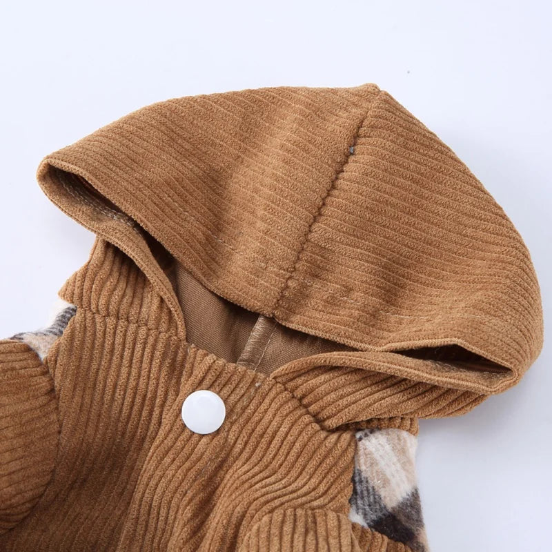 Plaid Dog Hoodie Dress Warm Soft Dog Sweater Skirt Outfit with Hat Autumn Winter Pet Coat Clothes for Small Medium Puppy Wearing