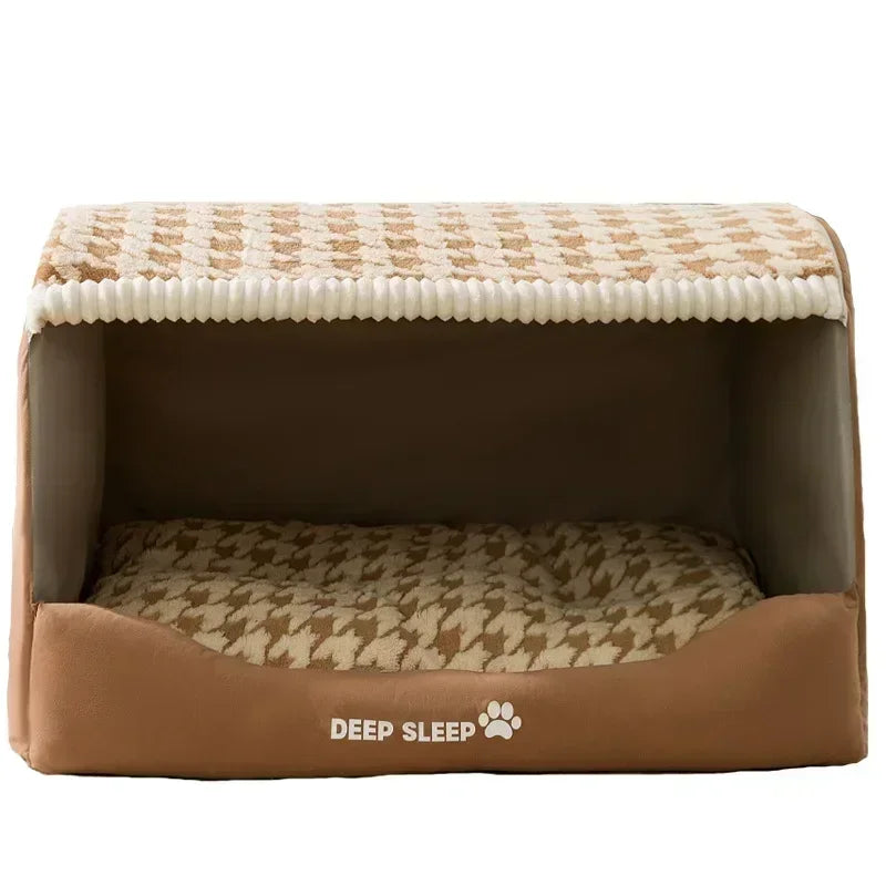 New Autumn and Winter Dog Thousand Birds Check Large Dog Golden Retriever Big Deep Sleep Cat Kennel Pet Kennel Gifs Bed