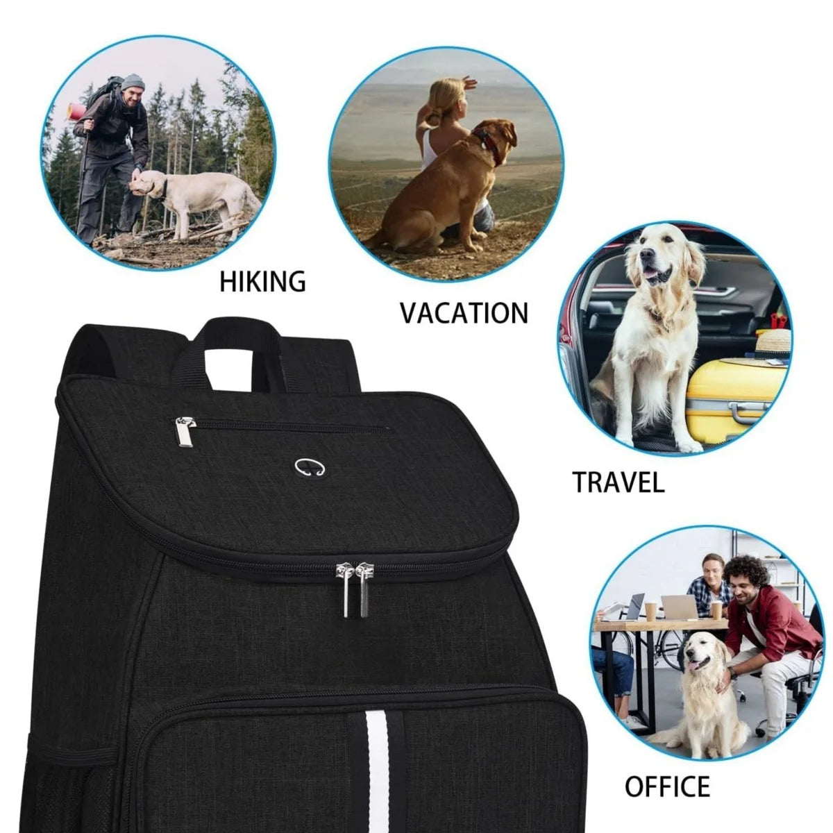 5-Pack Gray Travel Bag Dog Cat Supplies Backpack, Water-resistent Diaper Pads Food Storage Travel Outdoor Portable Backpacks Set