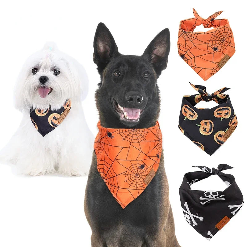 Dog Pet Triangle Towel Halloween Party Dog Bandana Adjustable Pet Scarf Bib For Dogs Pet Dog Grooming Accessories