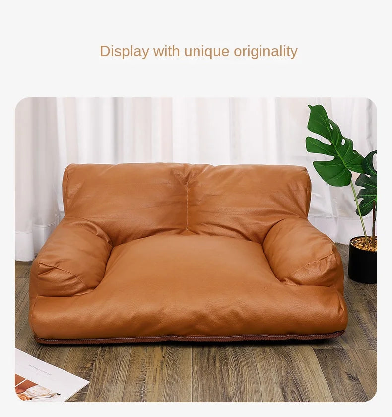 Universal PU Leather Pet Sofa with Non-Slip Bottom, Cat Bed, Couch for Medium Small Dog, Four Seasons