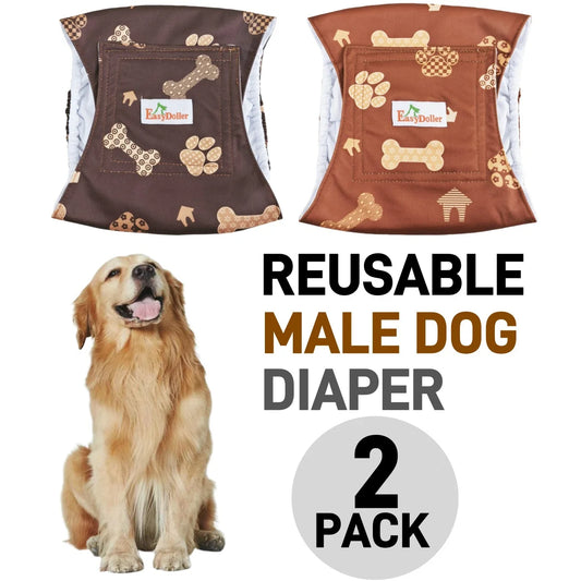 2 Pack Washable Male Dog Diaper Reusable Pet Sanitary Panties Nappy Belly Band Wrap For Incontinence And Training Dogs Diapers