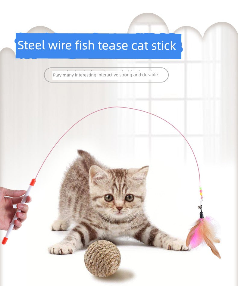 Bite-Resistant with Bell Relieving Stuffy Handy Gadget Steel Wire Cat Teaser