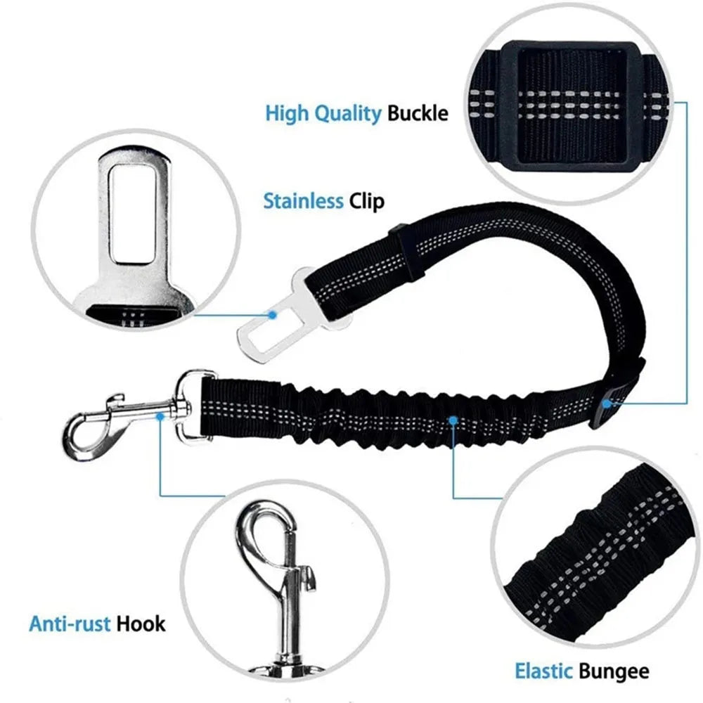 Pet Dog Car Seat Belt Retractable Buffer Elastic Reflective Safety Traction Rope Dog Leash Harness Dogs Dog Accessories Supplies