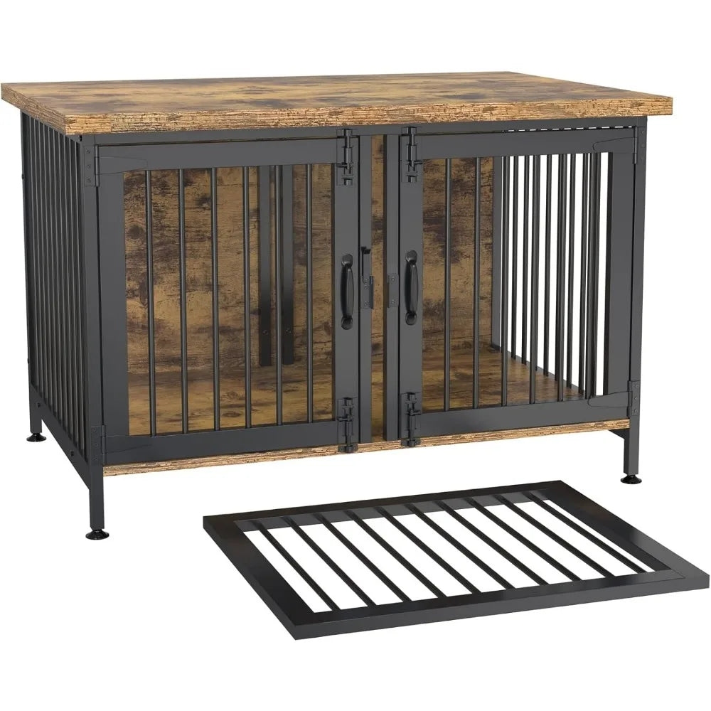 Cage double pour chien avec séparateur pour 2 petits chiens ou 1 chien, cage d'intérieur pour chenil avec panneau amovible (dimensions intérieures : 36,2 po l x 24,5 po P x 21 po H)