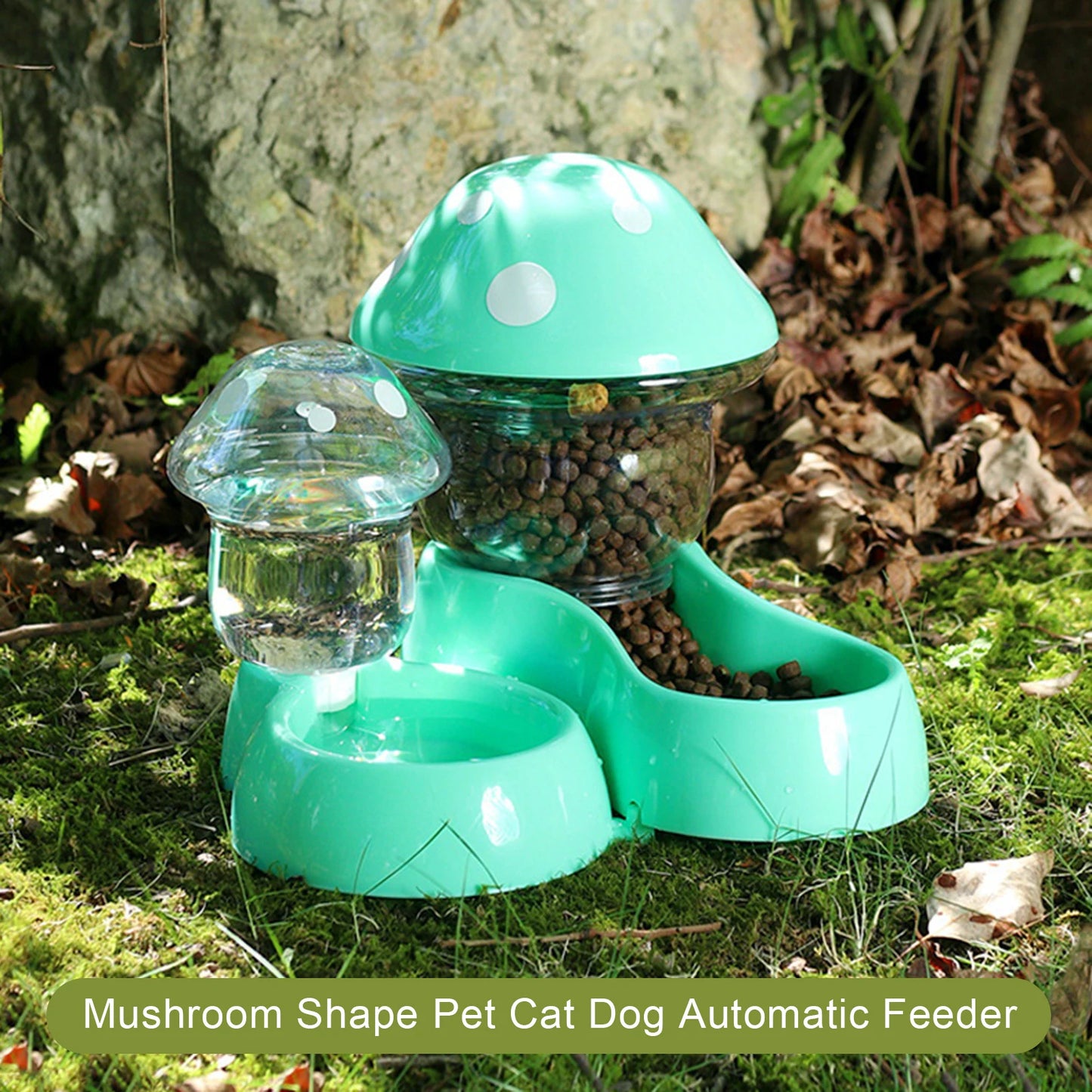 1 Set Cat Water Feeder Auto Replenishment Large Capacity Mushroom Shape Pet Dog Cat Water Food Container Pet Supplies