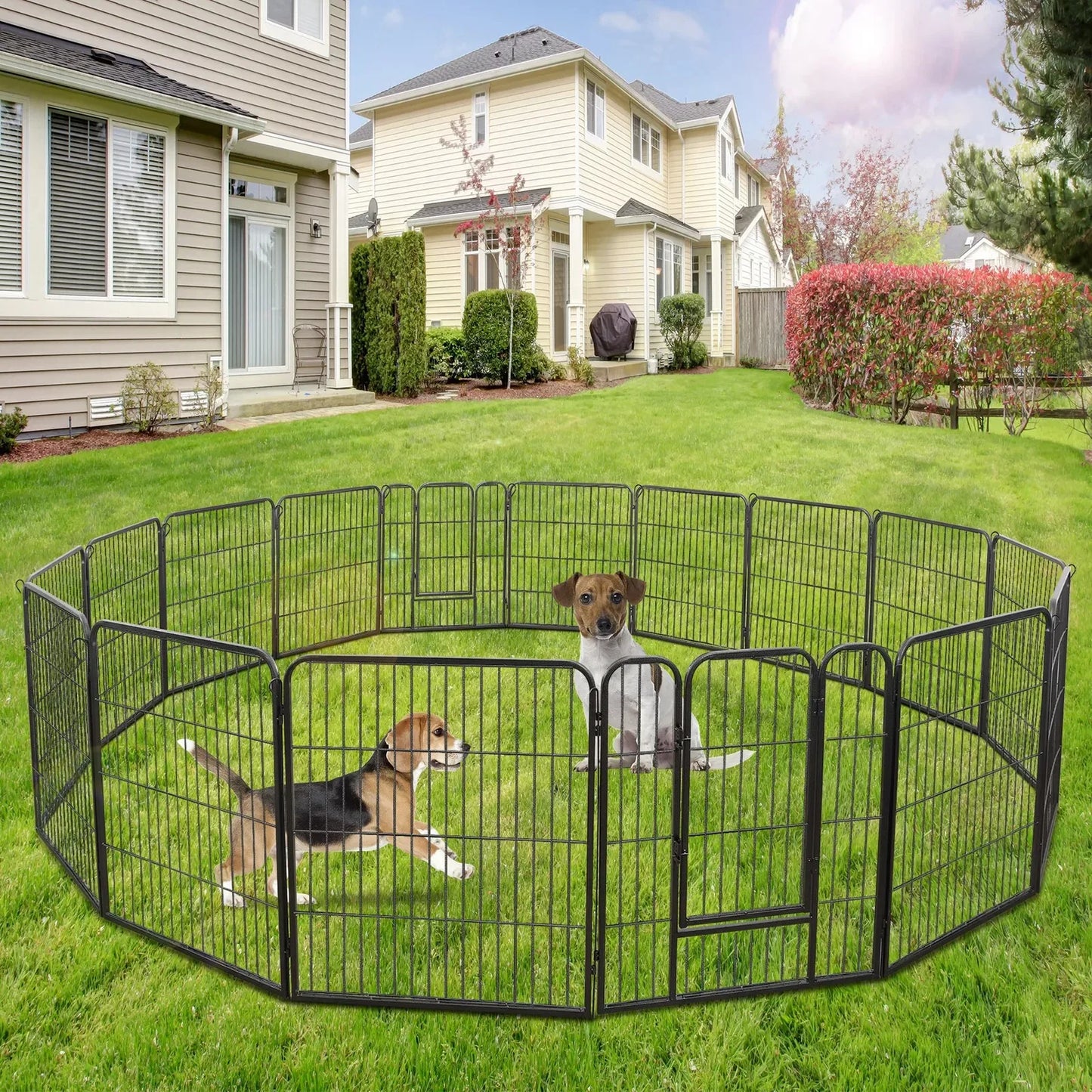 USDog Fence 8 Sides 40 Inch/16 Panel 24 Inch 32 Inch Pet Pen Small Dog Kennel Exercise Pen -