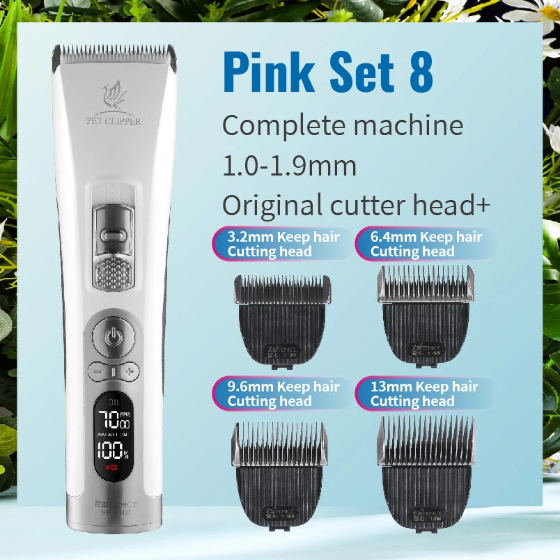 Fenice Clipper Dogs Professional LCD Screen Pet Cat Clippers Electrical Grooming Trimmer and Blade Rechargeable Haircut Machine