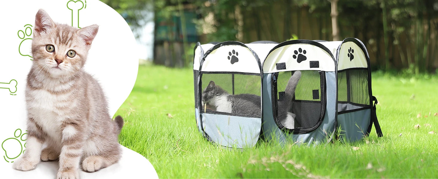 Tente pliable pour chat, cage pour animaux de compagnie, clôture, parc pour chien, maison d'extérieur pour animaux de compagnie pour petit et grand chien, chenil pour chat, abri portable pour chiots