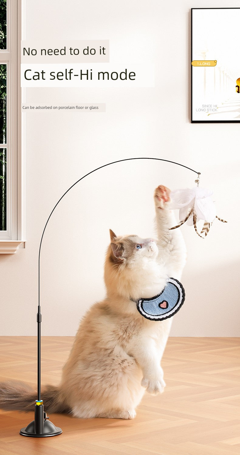 Self-Hi Relieving Stuffy Handy Gadget with Suction Cup Long Brush Holder Cat Toy