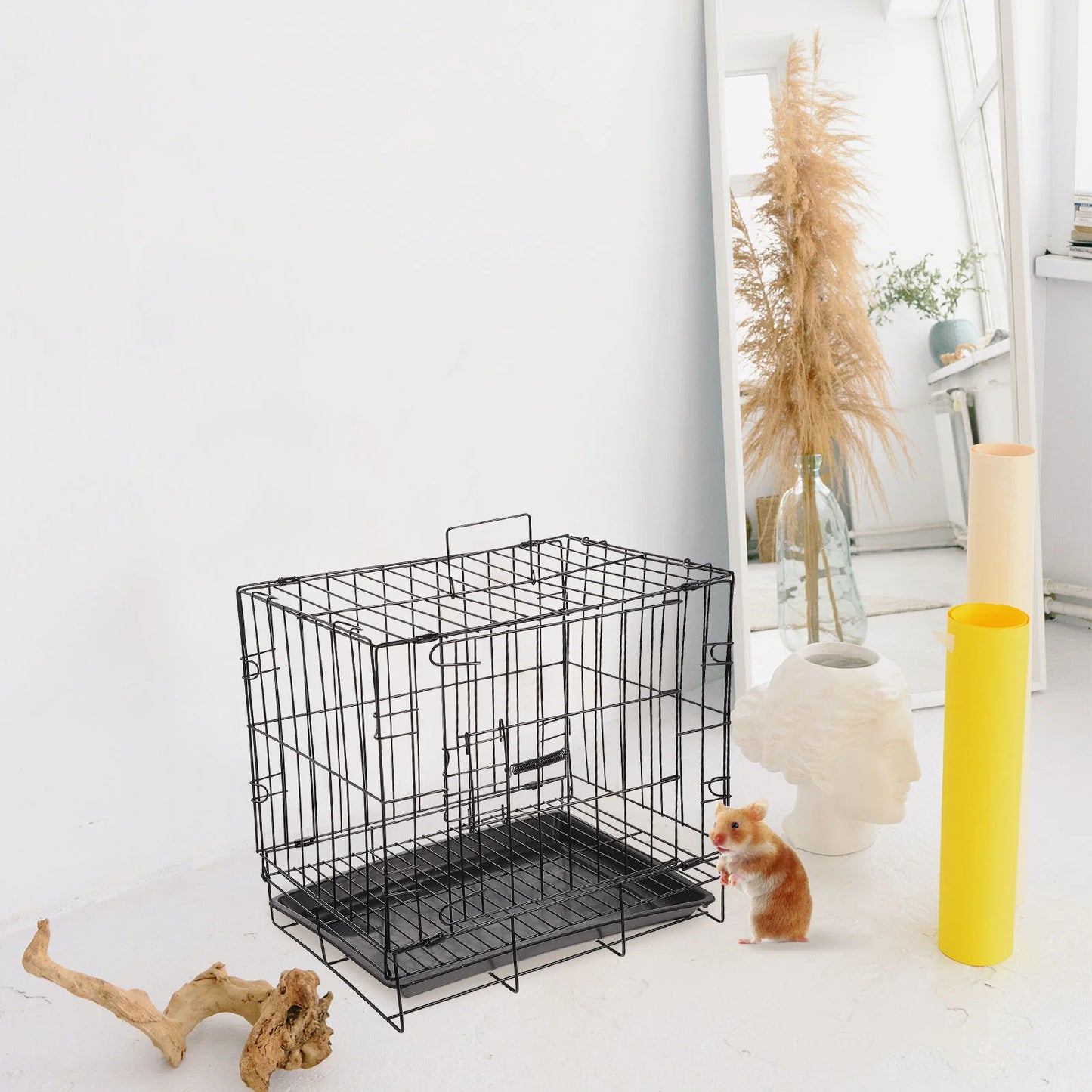 Folding Dog Cage Iron Pet Crate Metal Kennel Small Big Wire Baby Travel Large Portable Fence